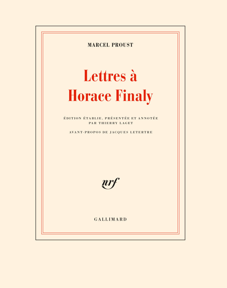 LETTRES A HORACE FINALY - MARCEL PROUST - GALLIMARD