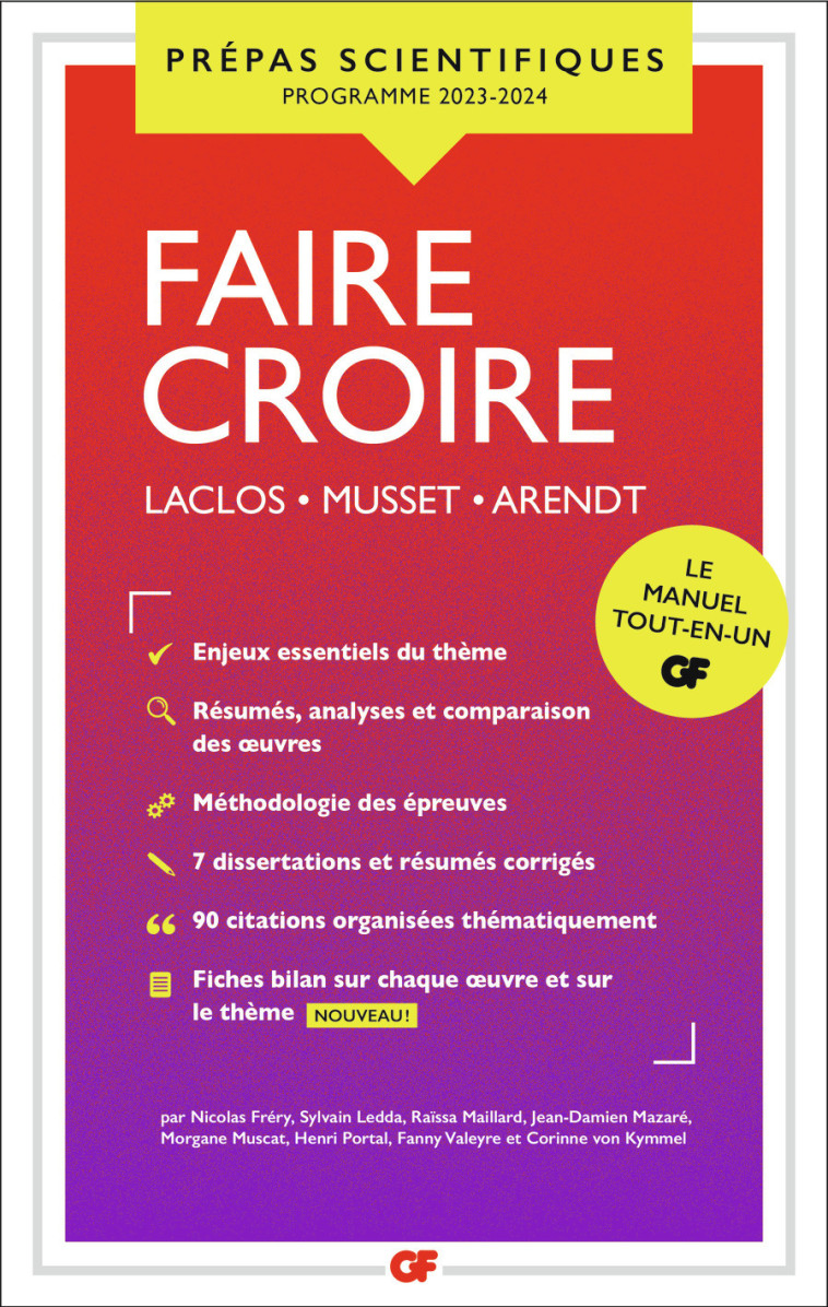 FAIRE CROIRE PREPAS SCIENTIFIQUES 2024 LACLOS, MUSSET, ARENDT - COLLECTIF - FLAMMARION