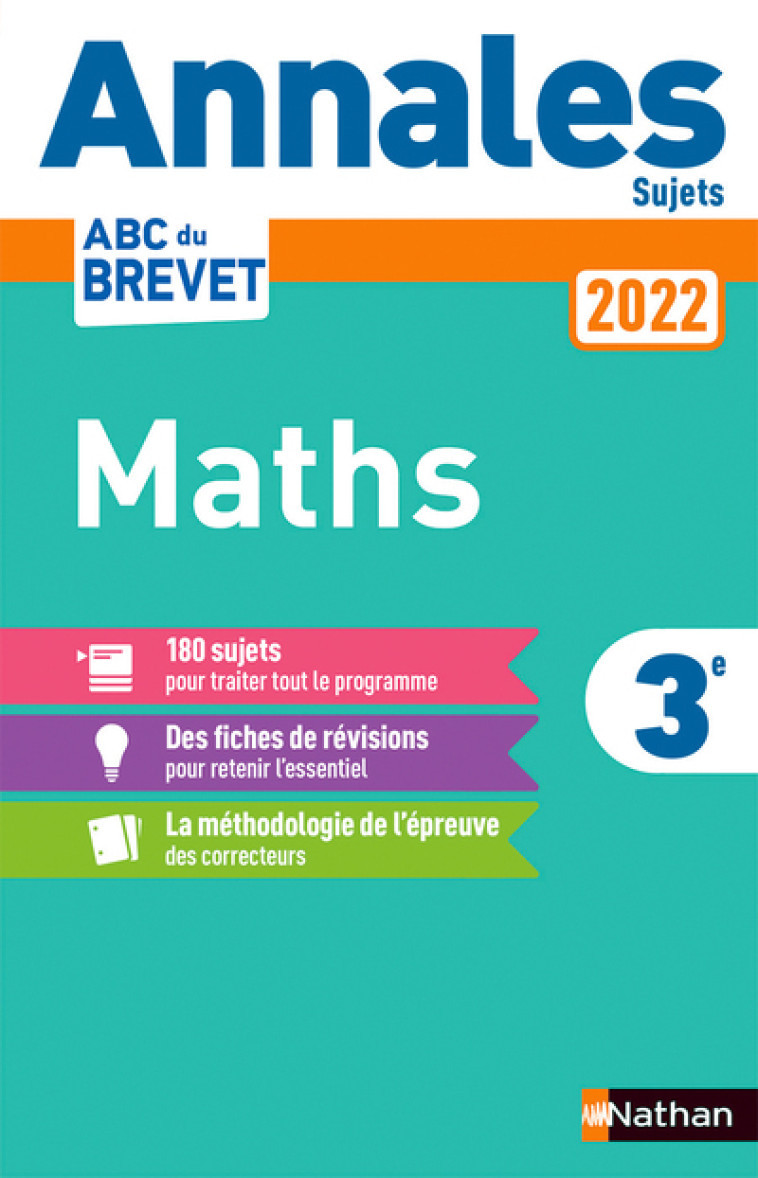 MATHS 3E 2022 NON CORRIGES - FEUGERE/MORA - NATHAN