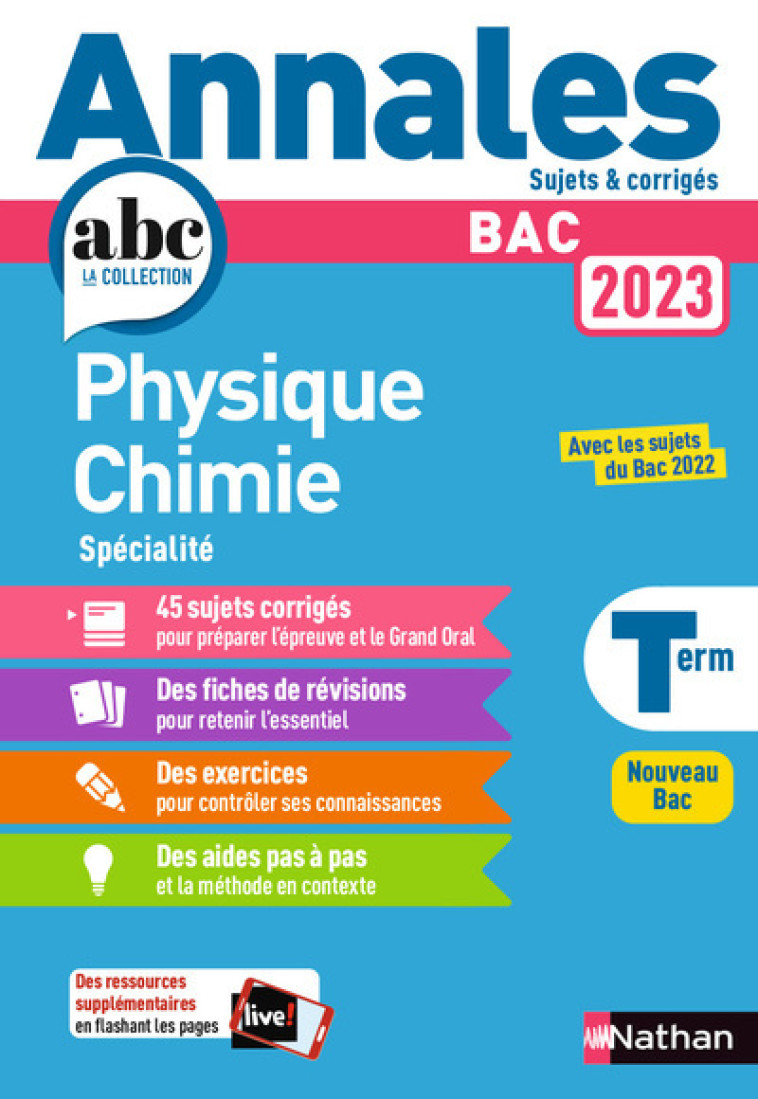 PHYSIQUE CHIMIE TERMINALE ANNALES 2023 - COLLECTIF - NATHAN