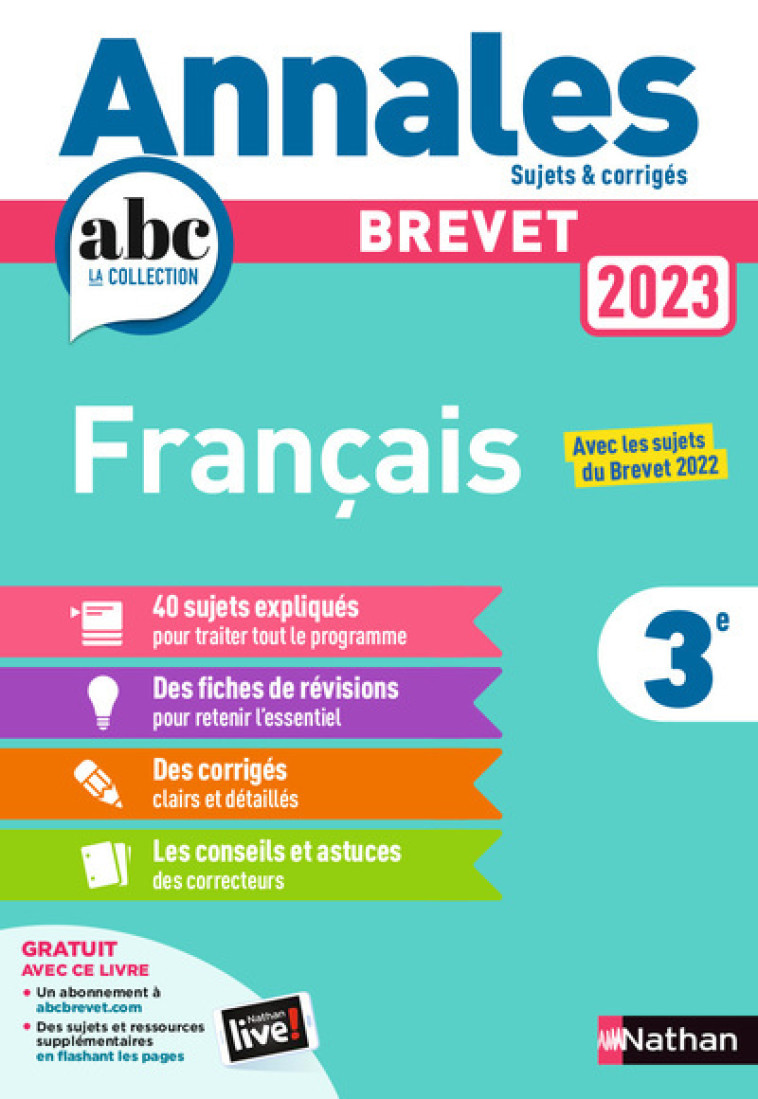 FRANCAIS BREVET ANNALES 2023 - BOUHOURS THOMAS - NATHAN