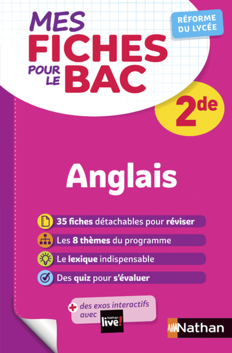 MES FICHES POUR LE BAC ANGLAIS 2DE 2020 - COLLECTIF - NATHAN