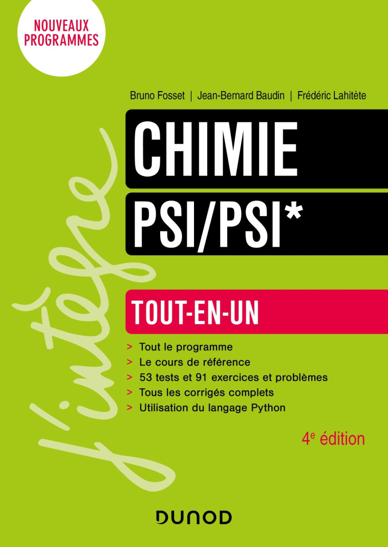 CHIMIE TOUT-EN-UN PSI/PSI* - 4E ED. - FOSSET/BAUDIN - DUNOD