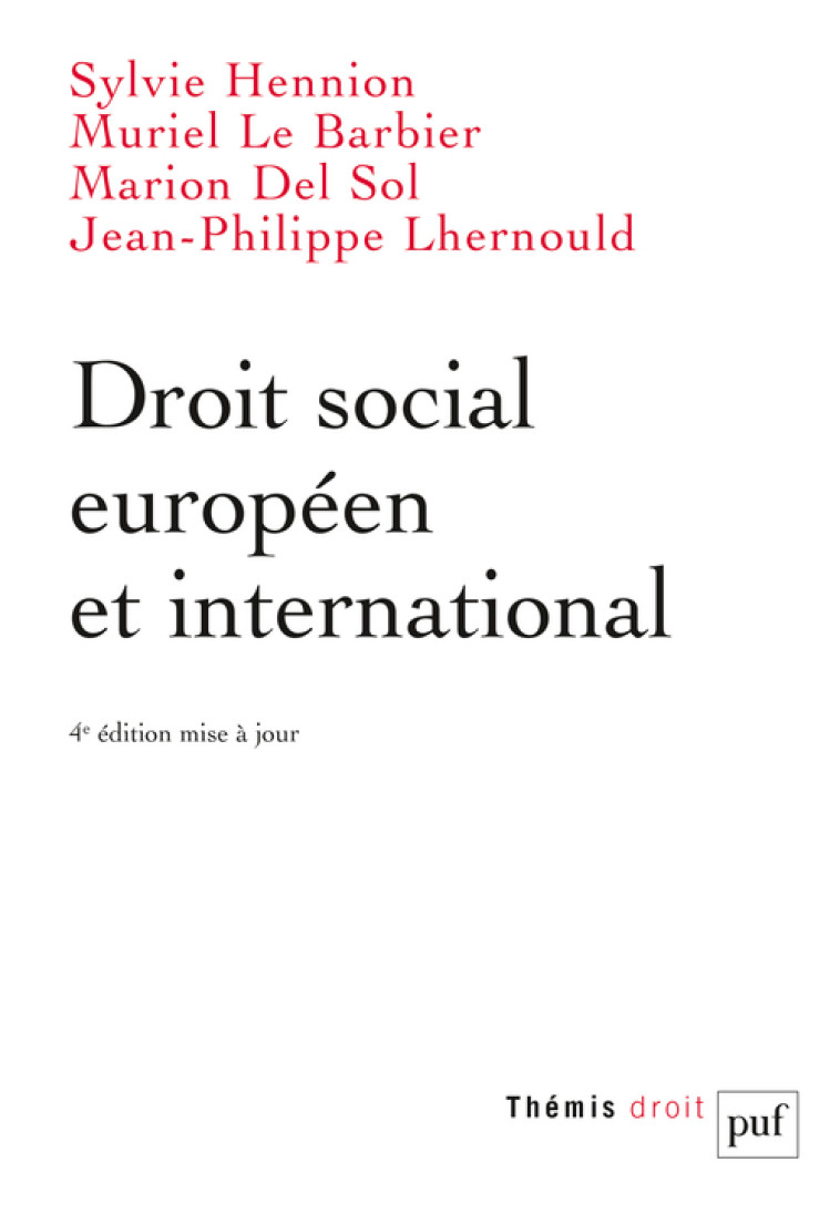 DROIT SOCIAL EUROPEEN ET INTERNATIONAL - HENNION/DEL SOL - PUF