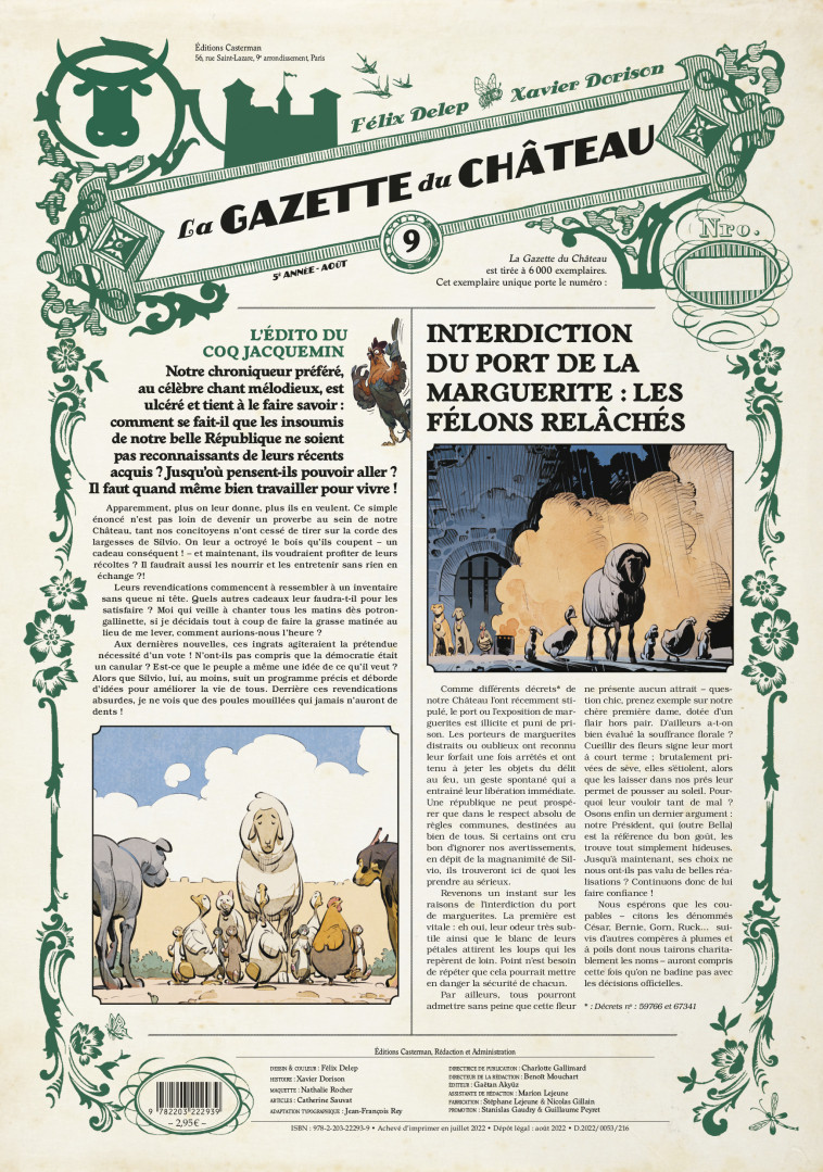 LE CHATEAU DES ANIMAUX T03 - GAZETTE 9 - DELEP/DORISON FELIX/ - CASTERMAN