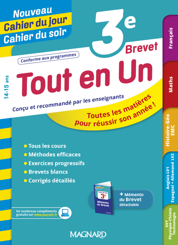 CAHIER DU JOUR CAHIER DU SOIR 3EME - LEHU/BENITAH/DABOVAL - MAGNARD