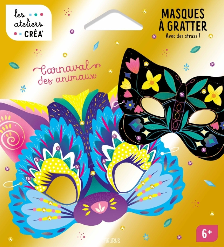 CARNAVAL DES ANIMAUX. MASQUES A GRATTER AVEC DES STRASS ! - SOLENNE ET THOMAS - FLEURUS