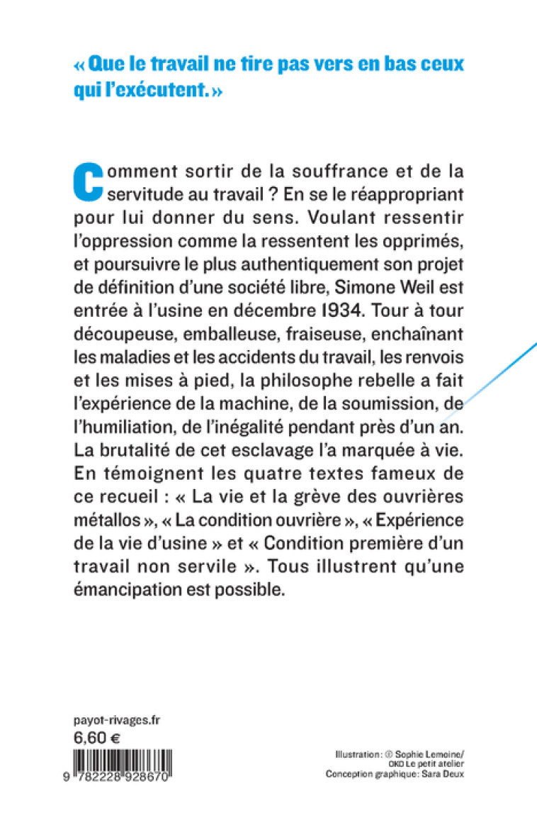 LA CONDITION OUVRIERE - ET AUTRES TEXTES - WEIL SIMONE - PAYOT