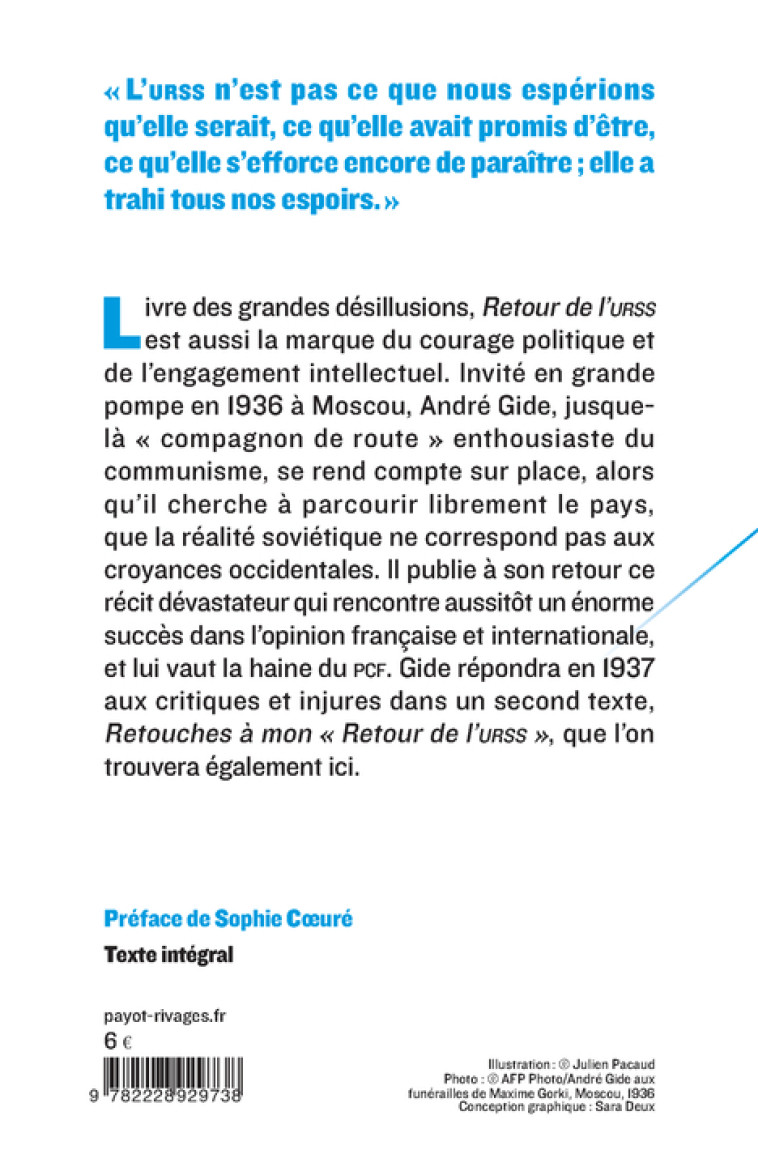 RETOUR DE L'URSS - SUIVI DE : RETOUR A MON RETOUR DE L'URSS - GIDE/COEURE - PAYOT