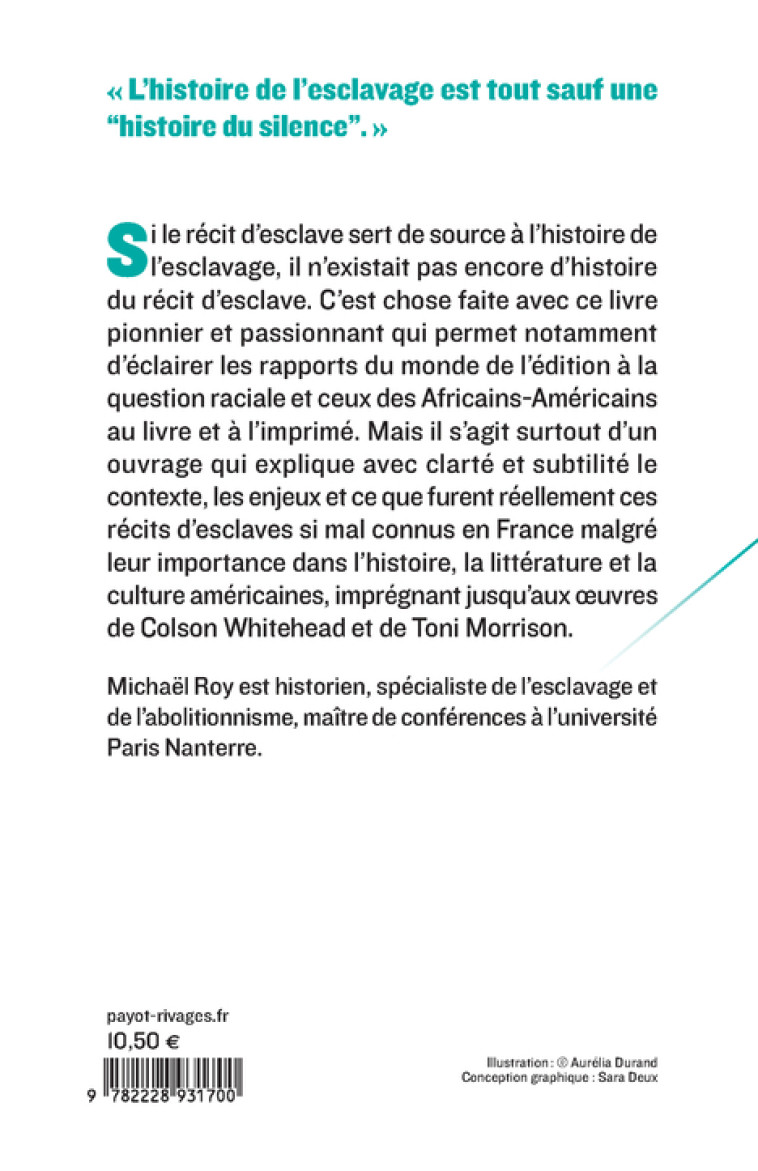 RECITS D'ESCLAVES - S'EMANCIPER, ECRIRE ET PUBLIER DANS L'AMERIQUE DU XIXE SIECLE - ROY MICHAEL - PAYOT