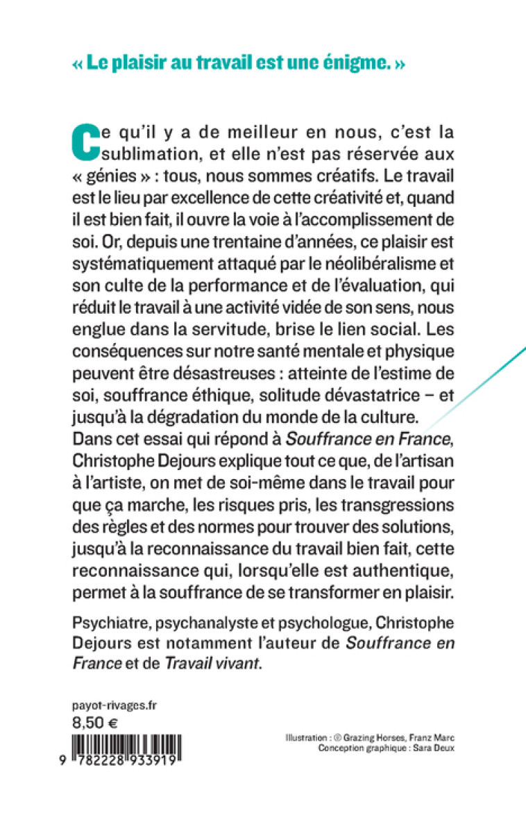 CE QU'IL Y A DE MEILLEUR EN NOUS - TRAVAILLER ET HONORER LA VIE - DEJOURS CHRISTOPHE - PAYOT