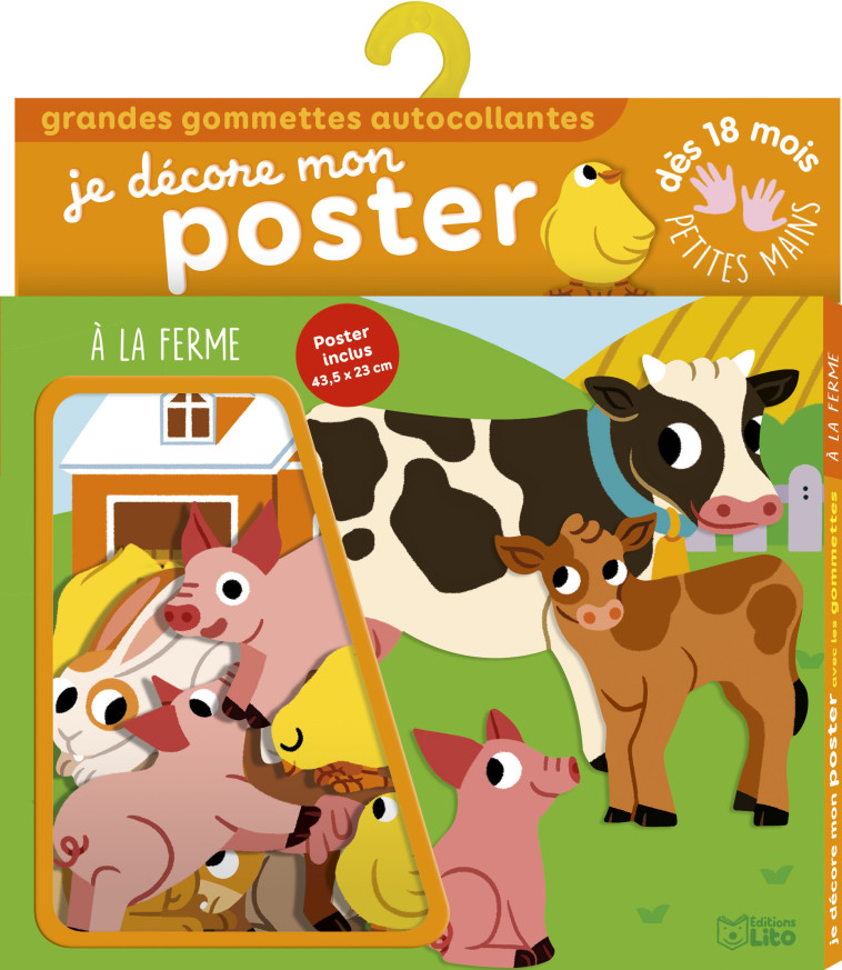 A LA FERME JE DECORE MON POSTER GRANDES GOMMETTES 18 MOIS - XXX - LITO