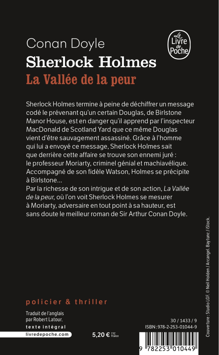 LA VALLEE DE LA PEUR - DOYLE ARTHUR CONAN - LGF