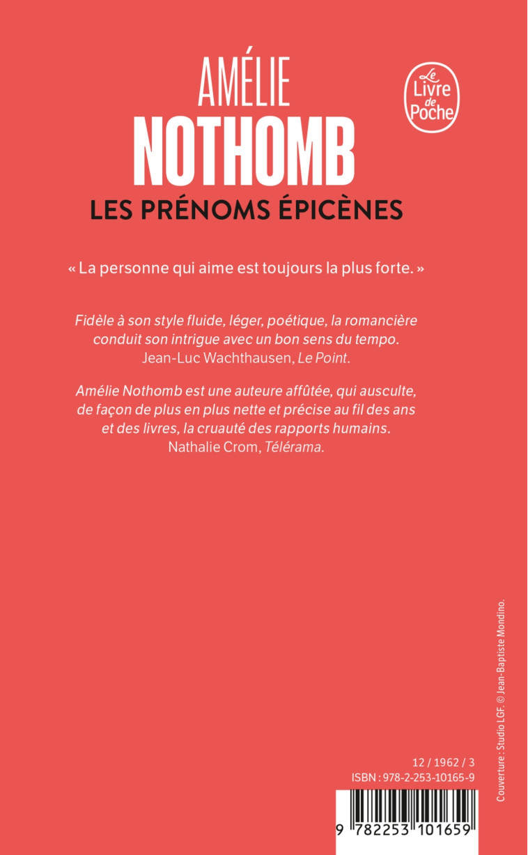 LES PRENOMS EPICENES - NOTHOMB AMELIE - LGF