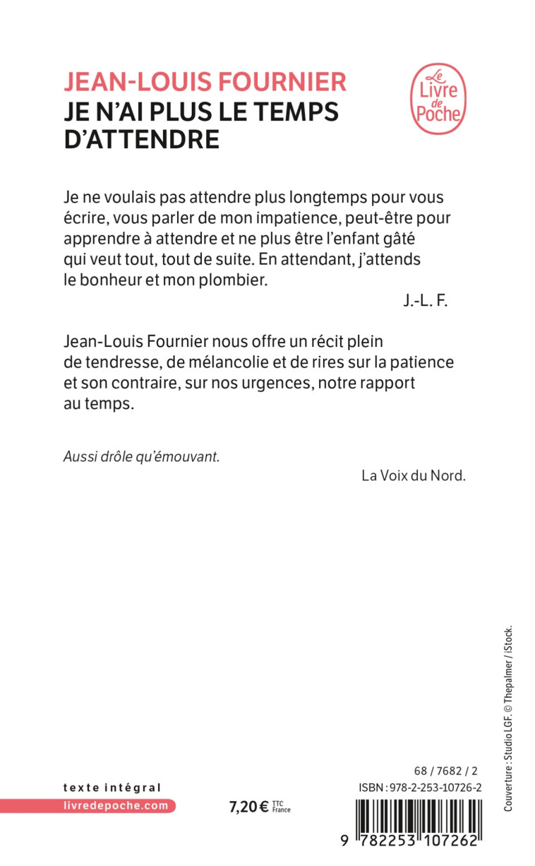 JE N'AI PLUS LE TEMPS D'ATTENDRE - FOURNIER JEAN-LOUIS - LGF