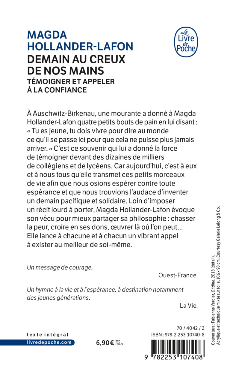 DEMAIN AU CREUX DE NOS MAINS - HOLLANDER-LAFON M. - LGF