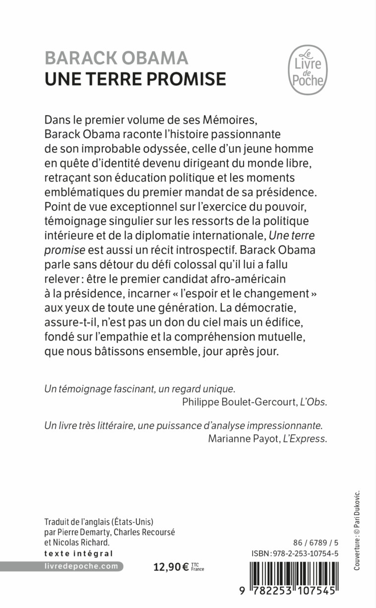 UNE TERRE PROMISE - OBAMA BARACK - LGF