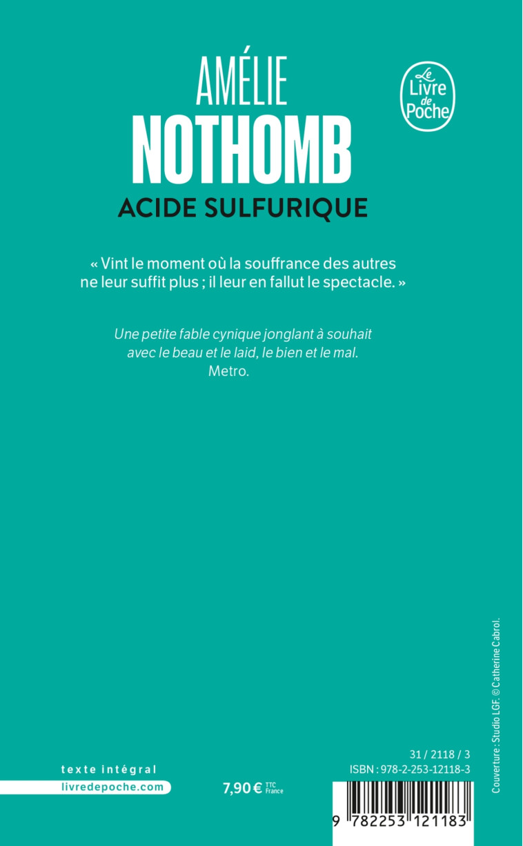 ACIDE SULFURIQUE - NOTHOMB AMELIE - LGF