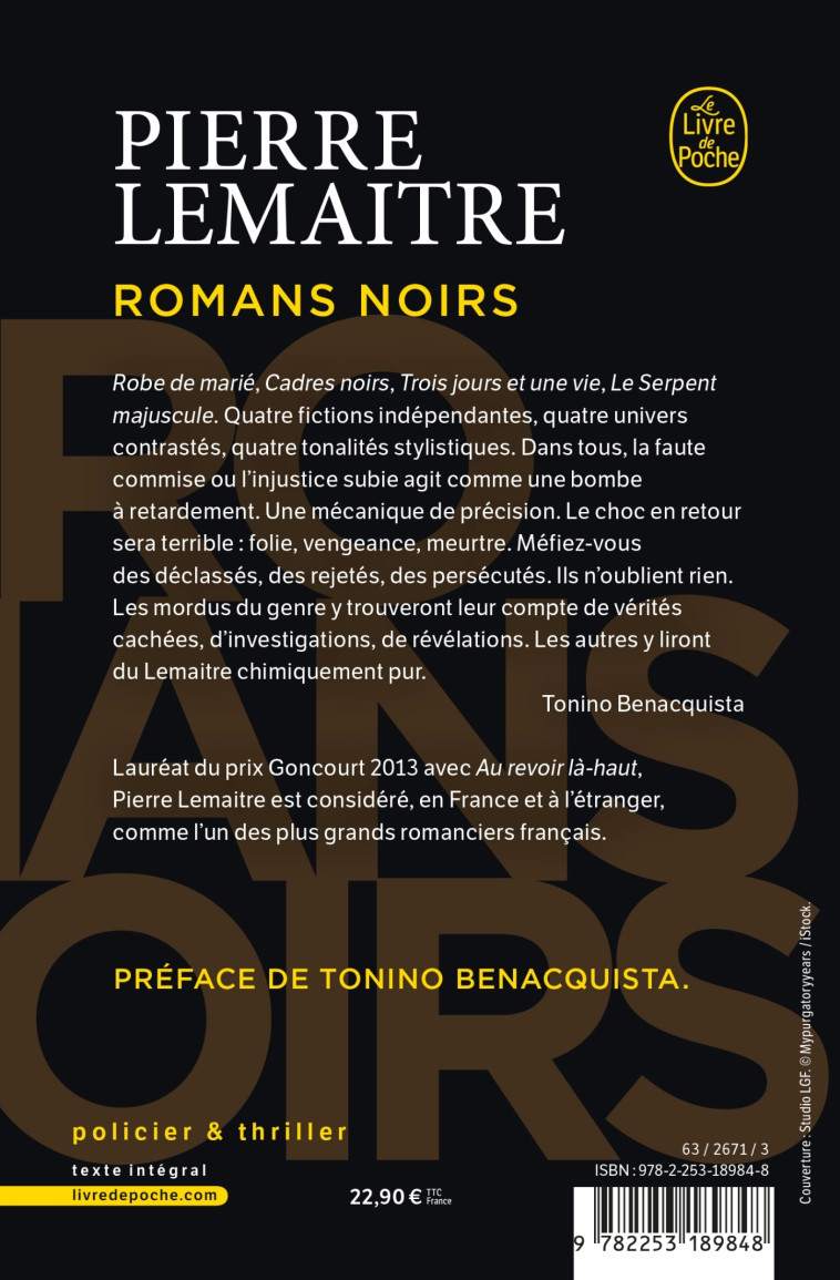 LES ROMANS NOIRS - LEMAITRE PIERRE - LGF