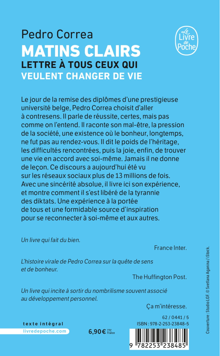 MATINS CLAIRS - LETTRE A TOUS CEUX QUI VEULENT CHANGER DE VIE - CORREA PEDRO - LGF