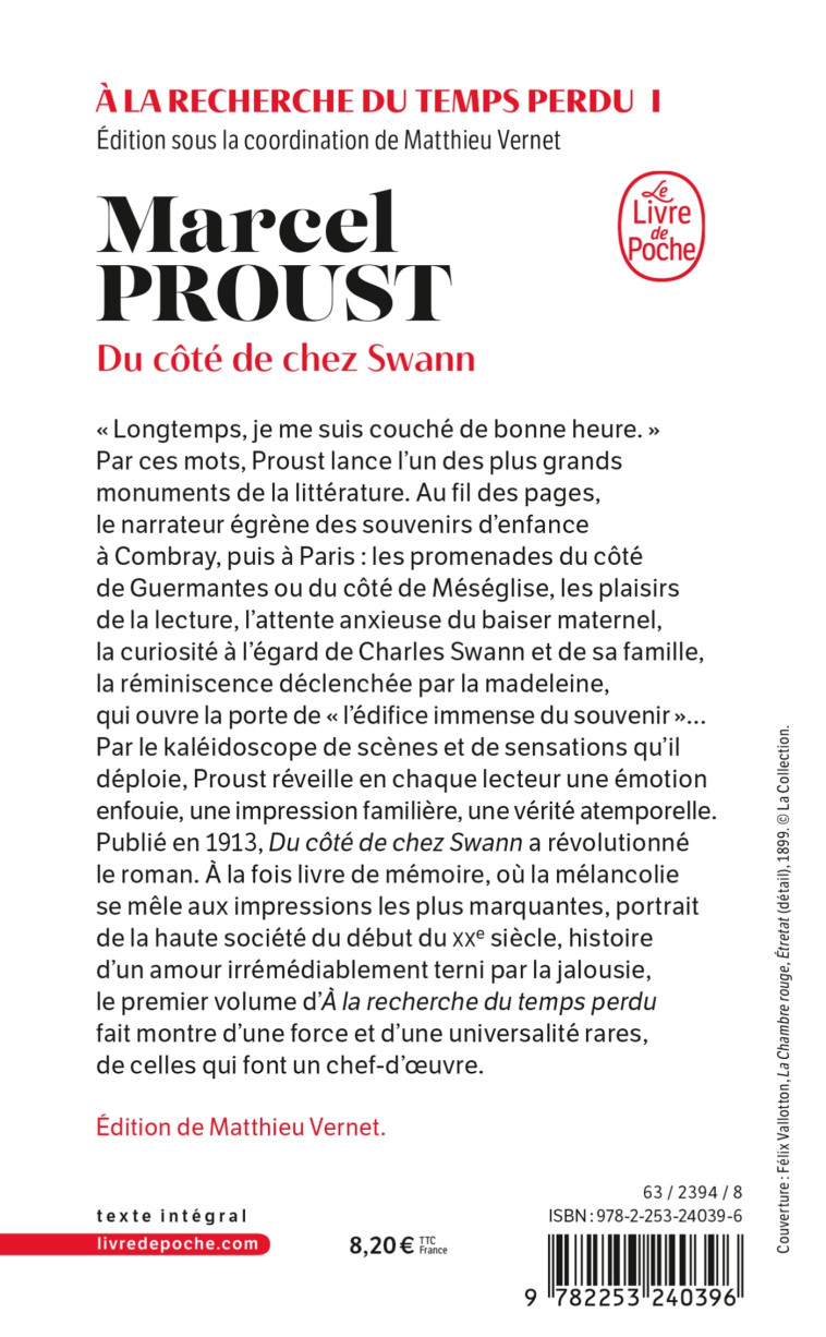 A LA RECHERCHE DU TEMPS PERDU - T01 - DU COTE DE CHEZ SWANN (NOUVELLE EDITION) - PROUST MARCEL - LGF