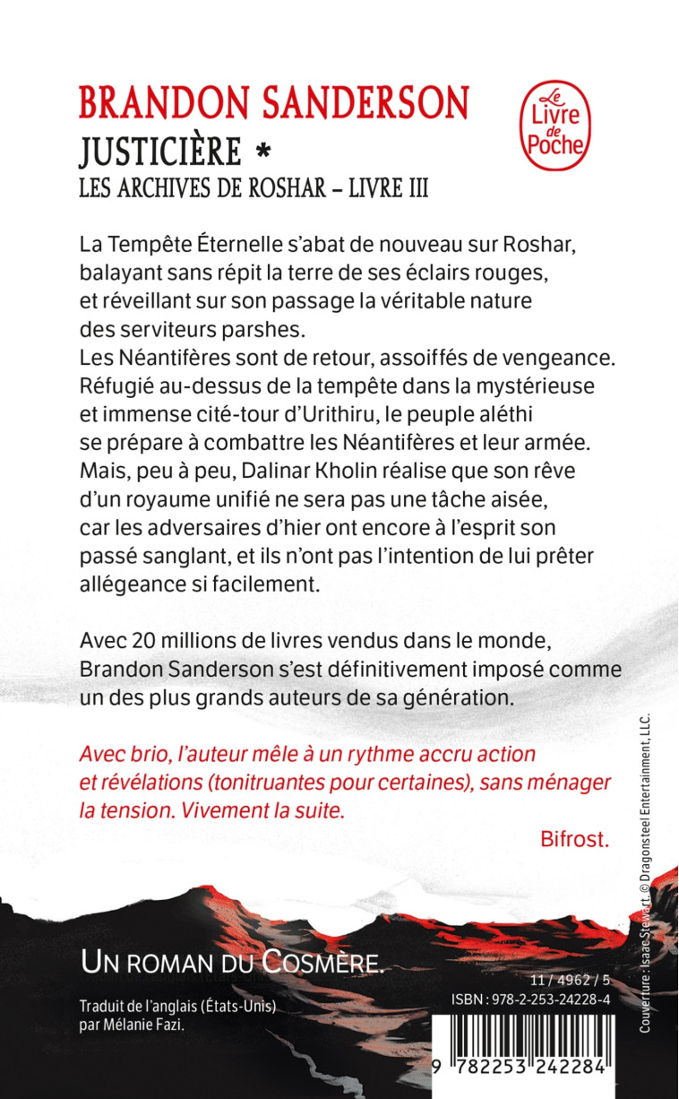 LES ARCHIVES DE ROSHAR 3 JUSTICIERE 1 - SANDERSON BRANDON - LGF