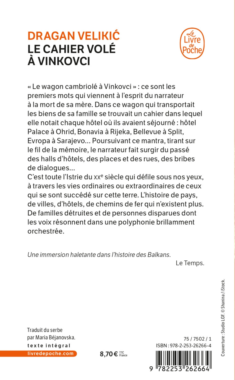 LE CAHIER VOLE A VINKOVCI - VELIKIC DRAGAN - LGF