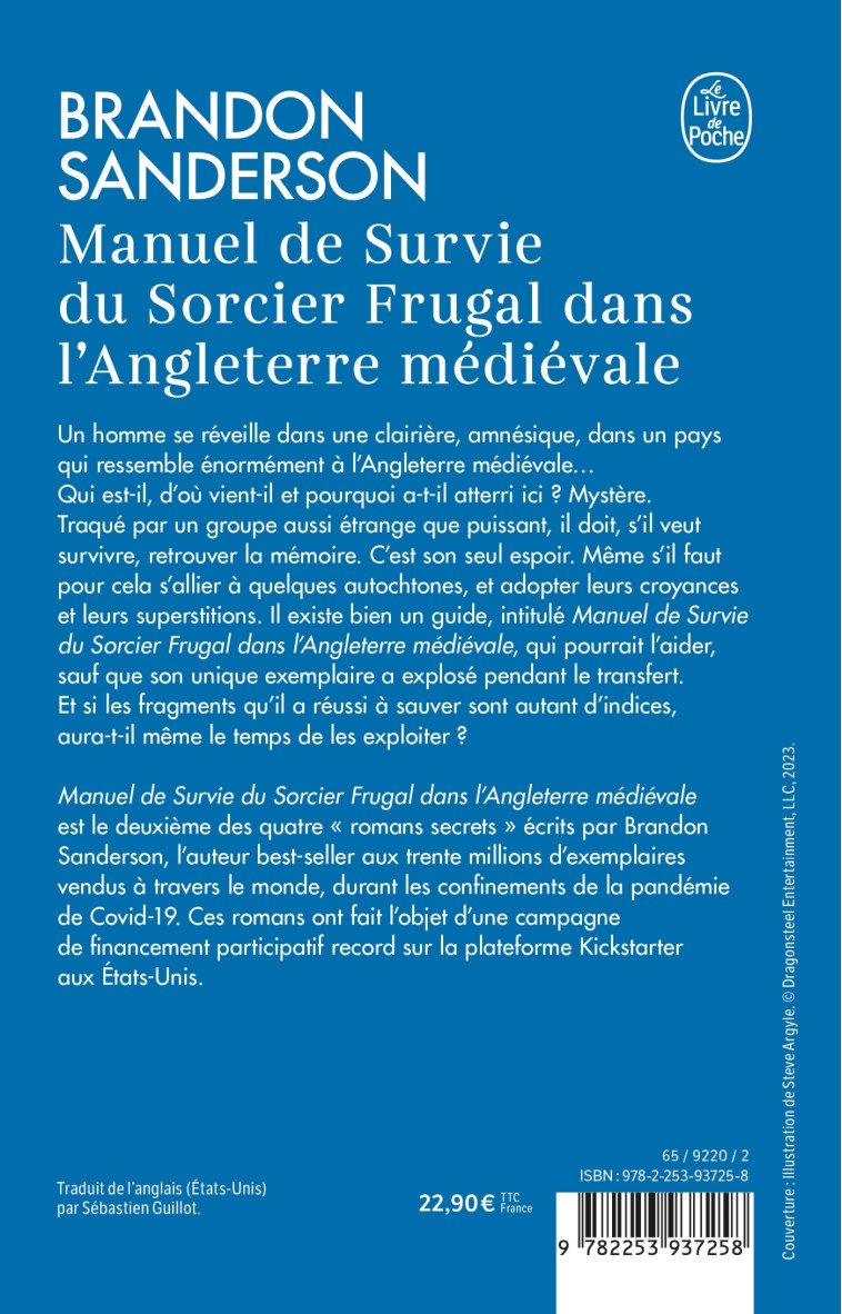 MANUEL DE SURVIE DU SORCIER FRUGAL DANS L'ANGLETERRE MEDIEVALE - BRANDON SANDERSON - LGF