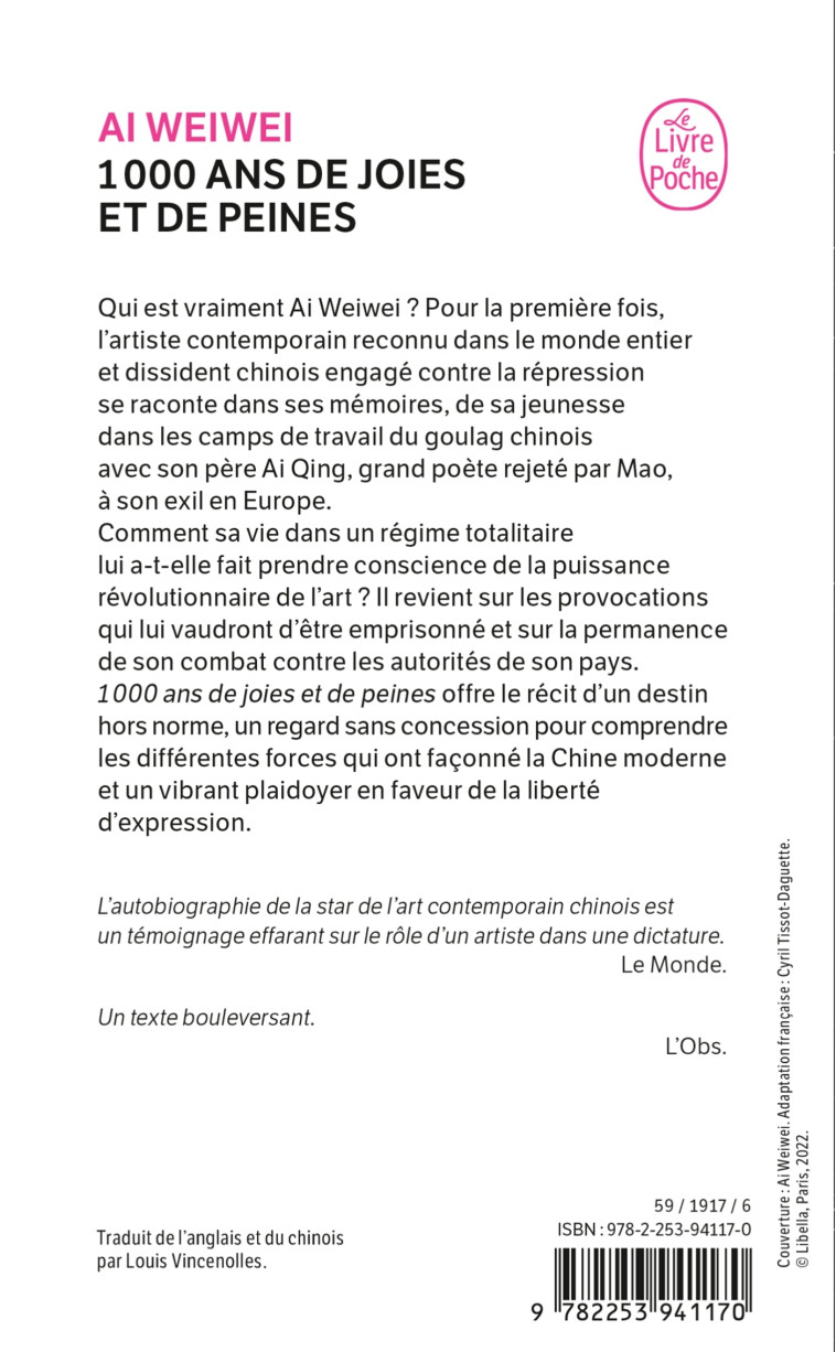 1 000 ANS DE JOIES ET DE PEINES - AI WEIWEI - LGF