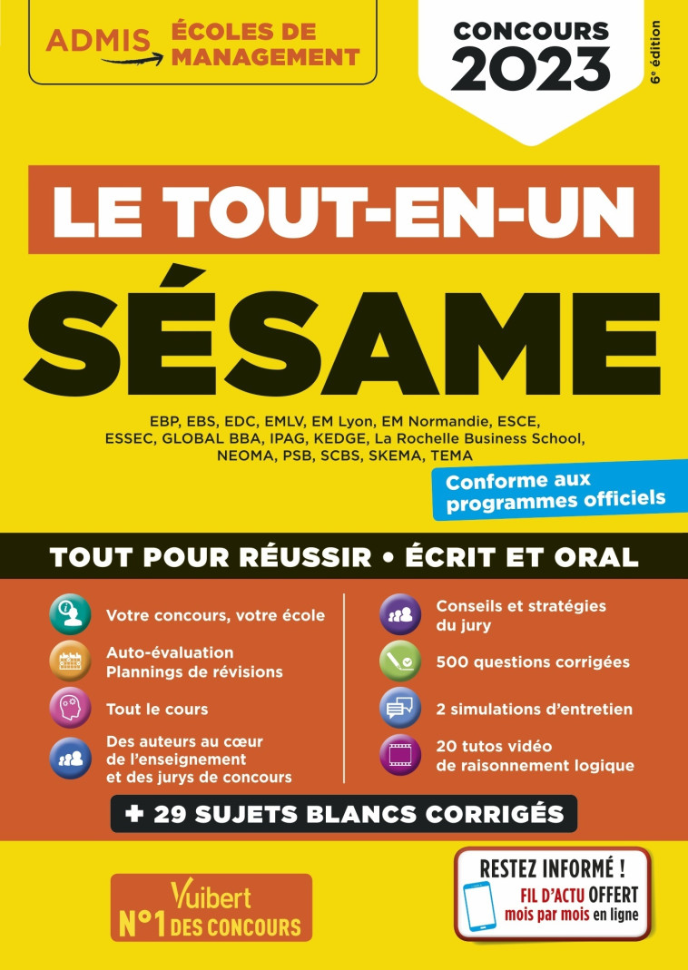 LE TOUT-EN-UN SESAME - 15 SUJETS BLANCS - ECRITS ET ORAUX - TUTOS OFFERTS - CONCOURS 2023 - MATTERN/BONNEROT - VUIBERT