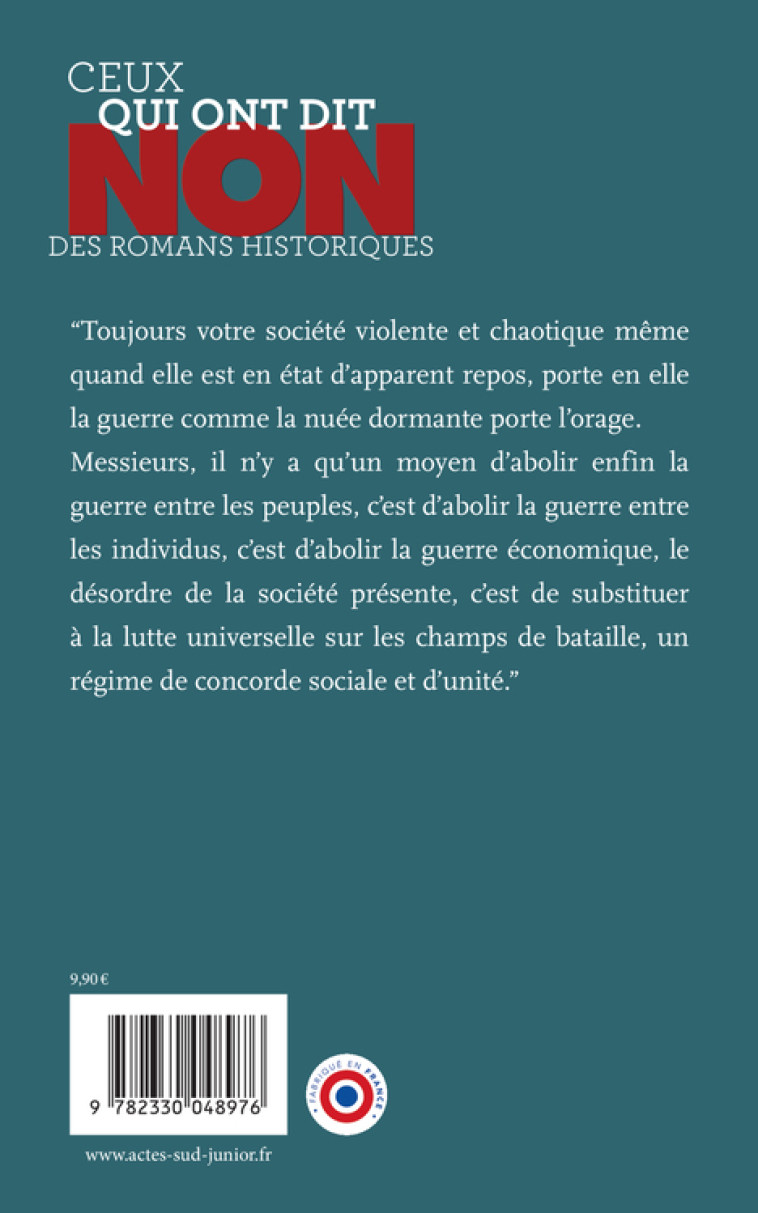 JEAN JAURES : NON A LA GUERRE - DAENINCKX DIDIER - ACTES SUD