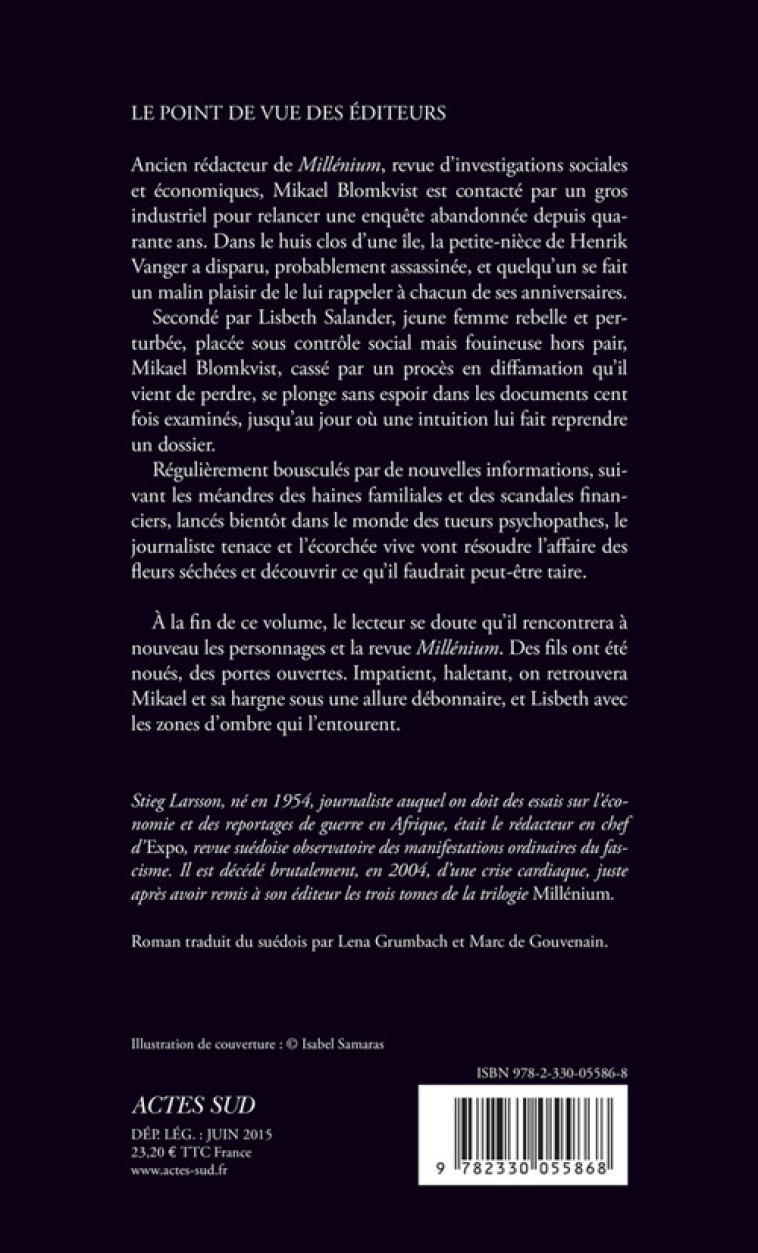 MILLENIUM 1 LES HOMMES QUI N'AIMAIENT PAS L ES FEMMES (NE) - LARSSON STIEG - ACTES SUD