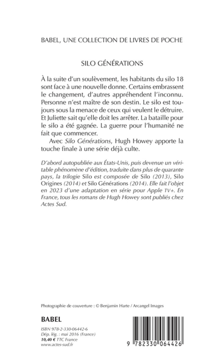 SILO GENERATIONS (BABEL 1391) - HOWEY HUGH - ACTES SUD