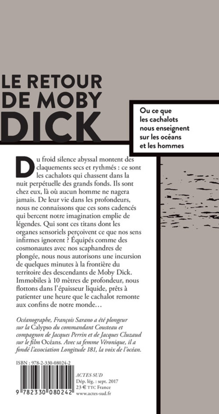 LE RETOUR DE MOBY DICK - SARANO - ACTES SUD