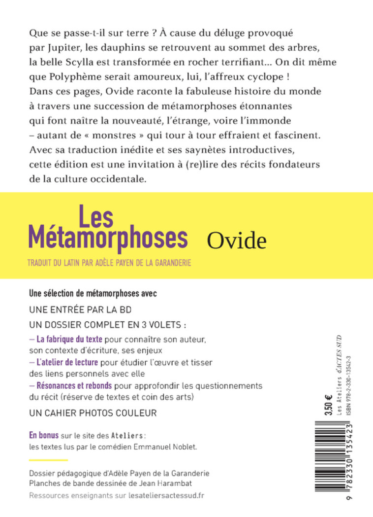 LES METAMORPHOSES EXTRAITS - OVIDE/HARAMBAT - ACTES SUD