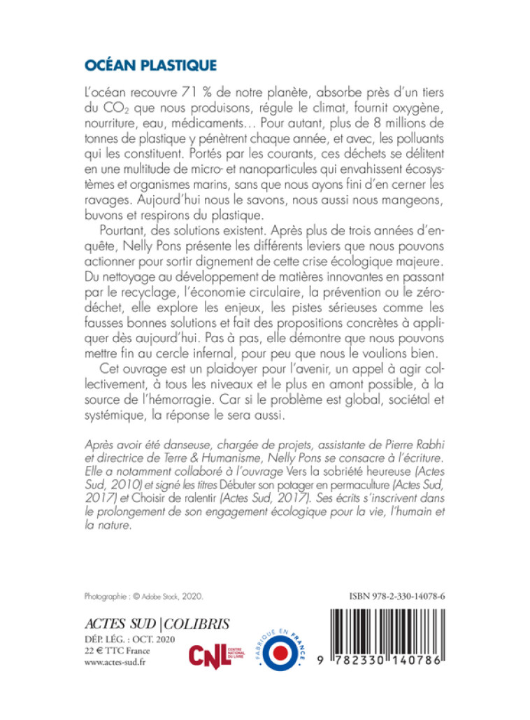 OCEAN PLASTIQUE - ENQUETE SUR UNE POLLUTION GLOBALE - PONS/SARANO - ACTES SUD