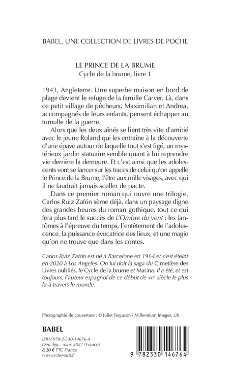 LE PRINCE DE LA BRUME - CYCLE DE LA BRUME, LIVRE 1 - ZAFON CARLOS RUIZ - ACTES SUD