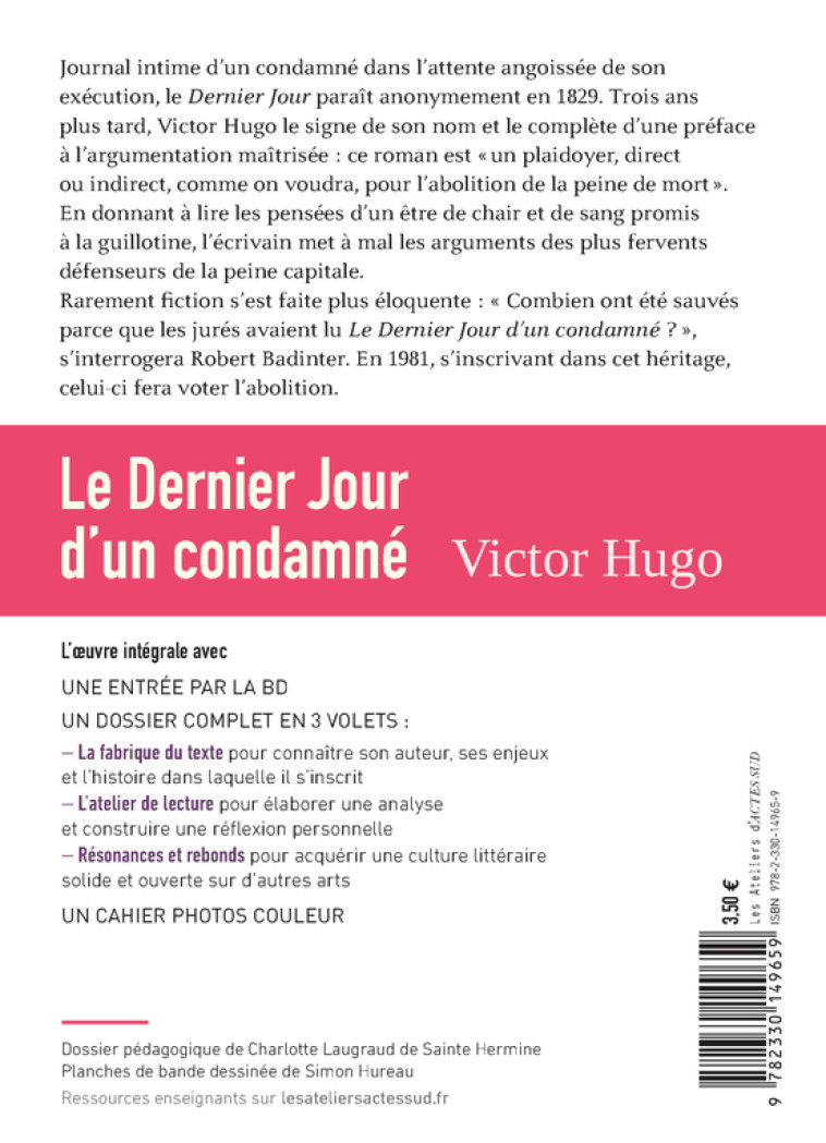 LE DERNIER JOUR D'UN CONDAMNE - HUGO/GABISON/HUREAU - ACTES SUD