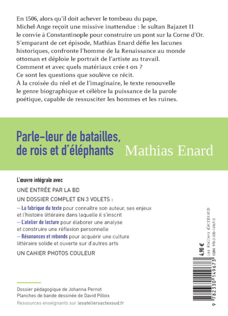 PARLE LEUR DE BATAILLES, DE ROIS ET D'ELEPHANTS - ENARD/GABISON/PERNOT - ACTES SUD