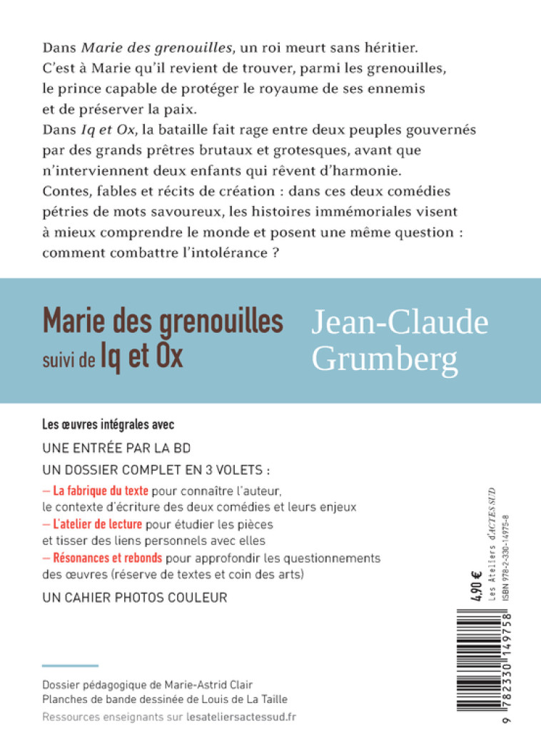 MARIE DES GRENOUILLES, SUIVIE DE IQ ET OX - GRUMBERG/GABISON - ACTES SUD