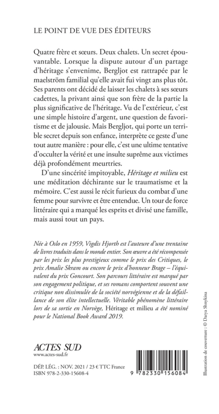 HERITAGE ET MILIEU - HJORTH VIGDIS - ACTES SUD