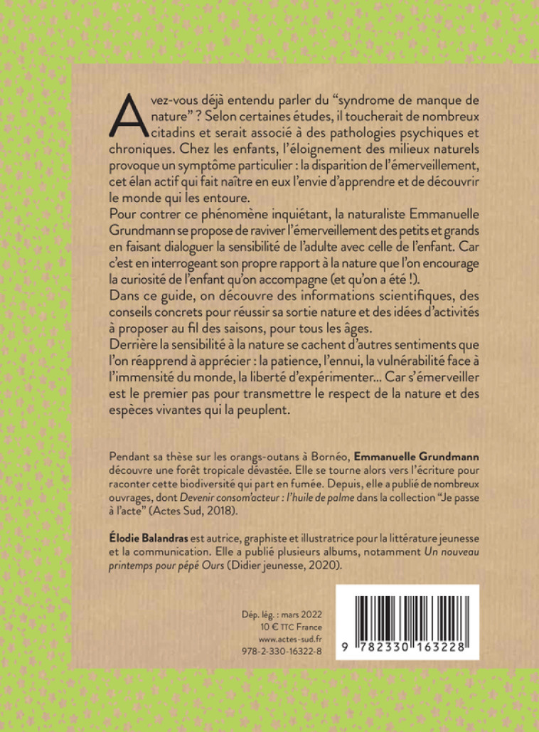 S'EVEILLER A LA NATURE AVEC UN ENFANT - GRUNDMANN/BALANDRAS - ACTES SUD