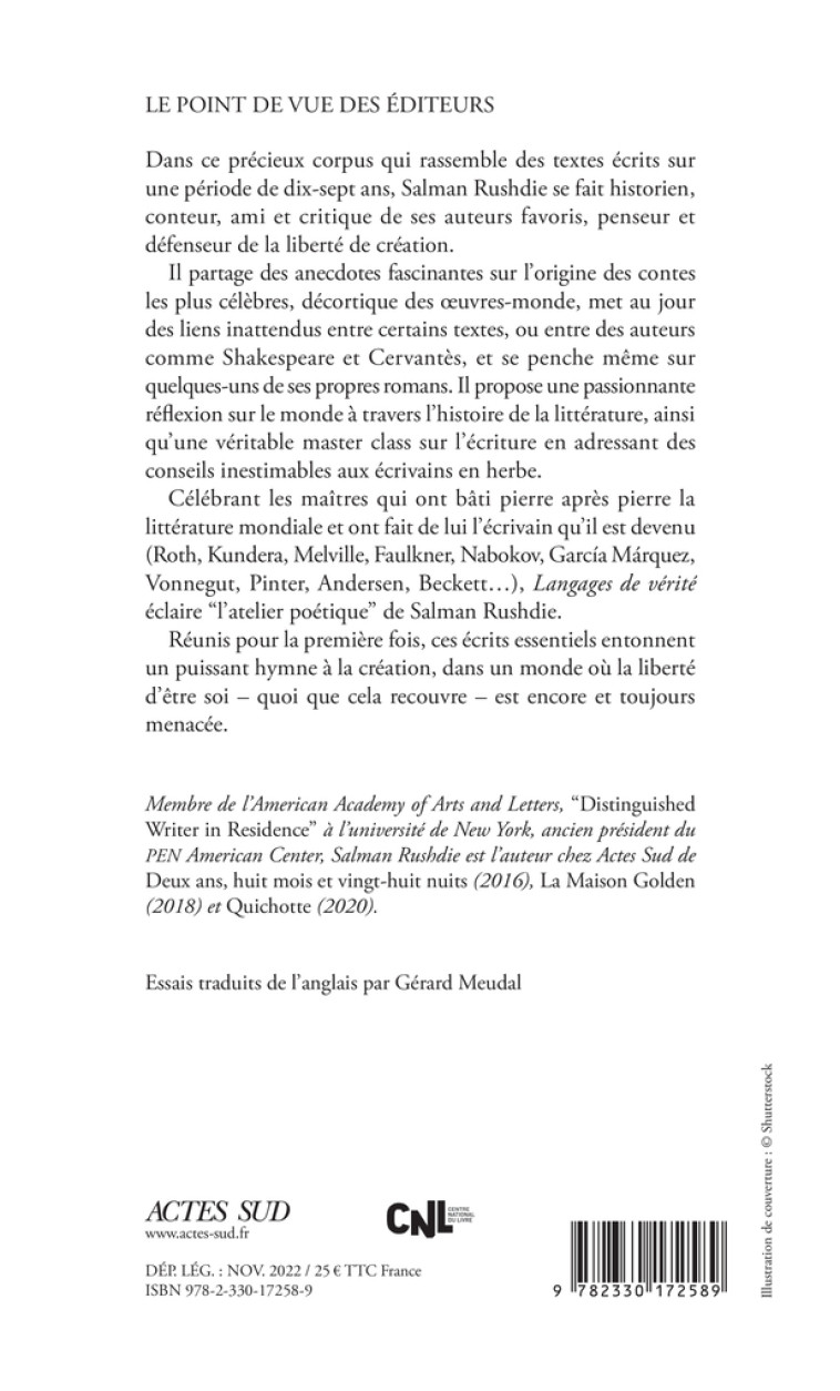 LANGAGES DE VERITE - ESSAIS 2003-2020 - RUSHDIE SALMAN - ACTES SUD