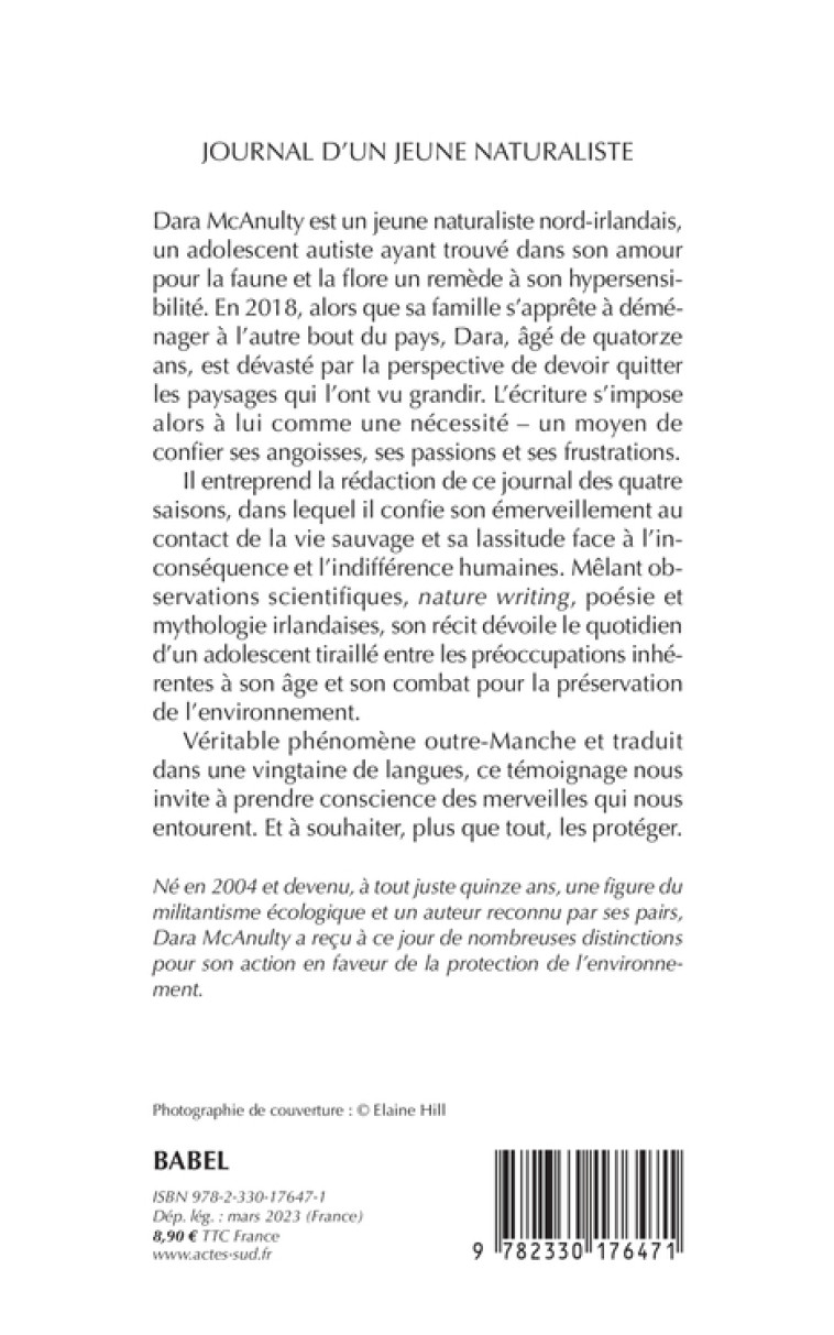 JOURNAL D'UN JEUNE NATURALISTE - MCANULTY DARA - ACTES SUD