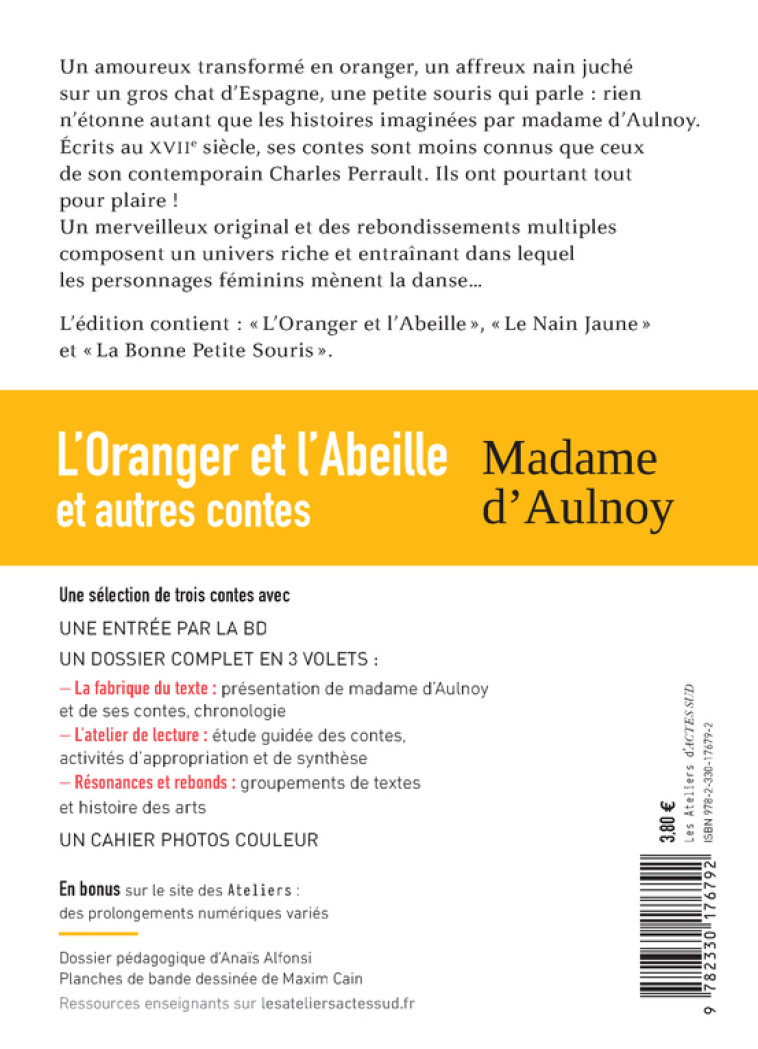 L'ORANGER ET L'ABEILLE ET AUTRES CONTES - D'AULNOY/ALFONSI - ACTES SUD