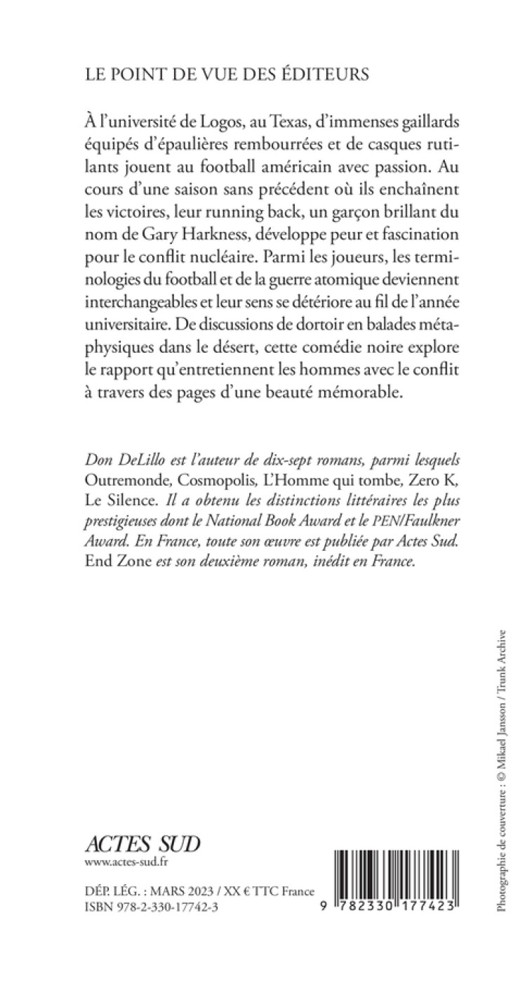 END ZONE - DELILLO DON - ACTES SUD