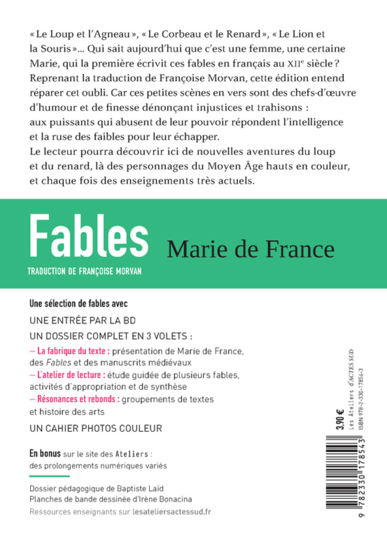 FABLES - DE FRANCE MARIE - ACTES SUD