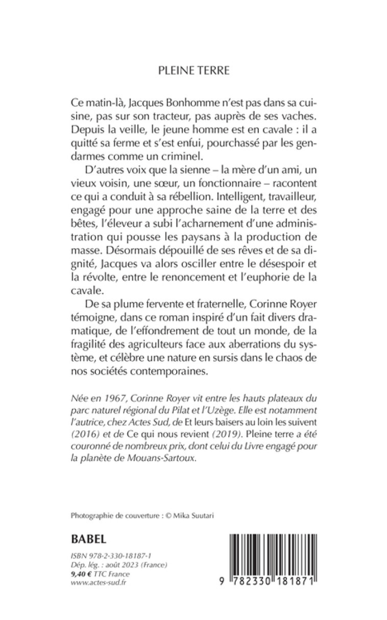 PLEINE TERRE - ROYER CORINNE - ACTES SUD