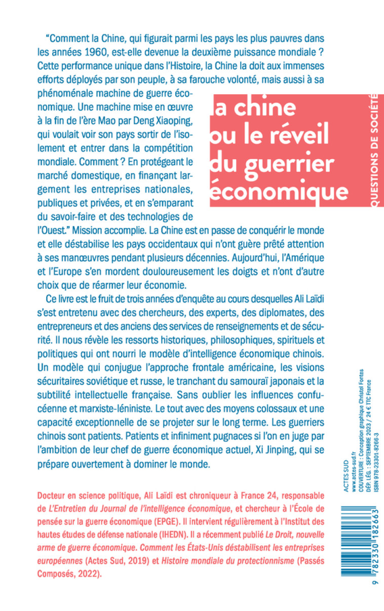 LA CHINE OU LE REVEIL DU GUERRIER ECONOMIQUE - LAIDI ALI - ACTES SUD