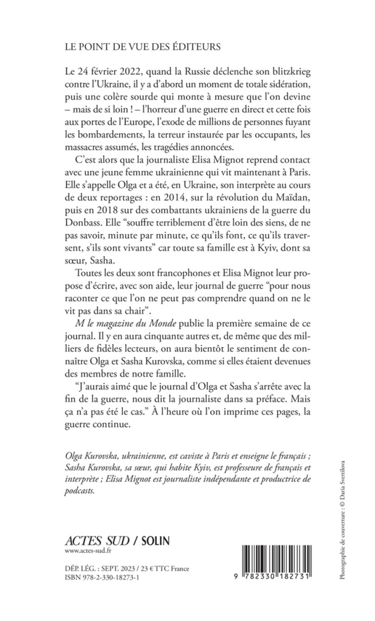 LE JOURNAL D'OLGA ET SASHA - KUROVSKA/MIGNOT - ACTES SUD